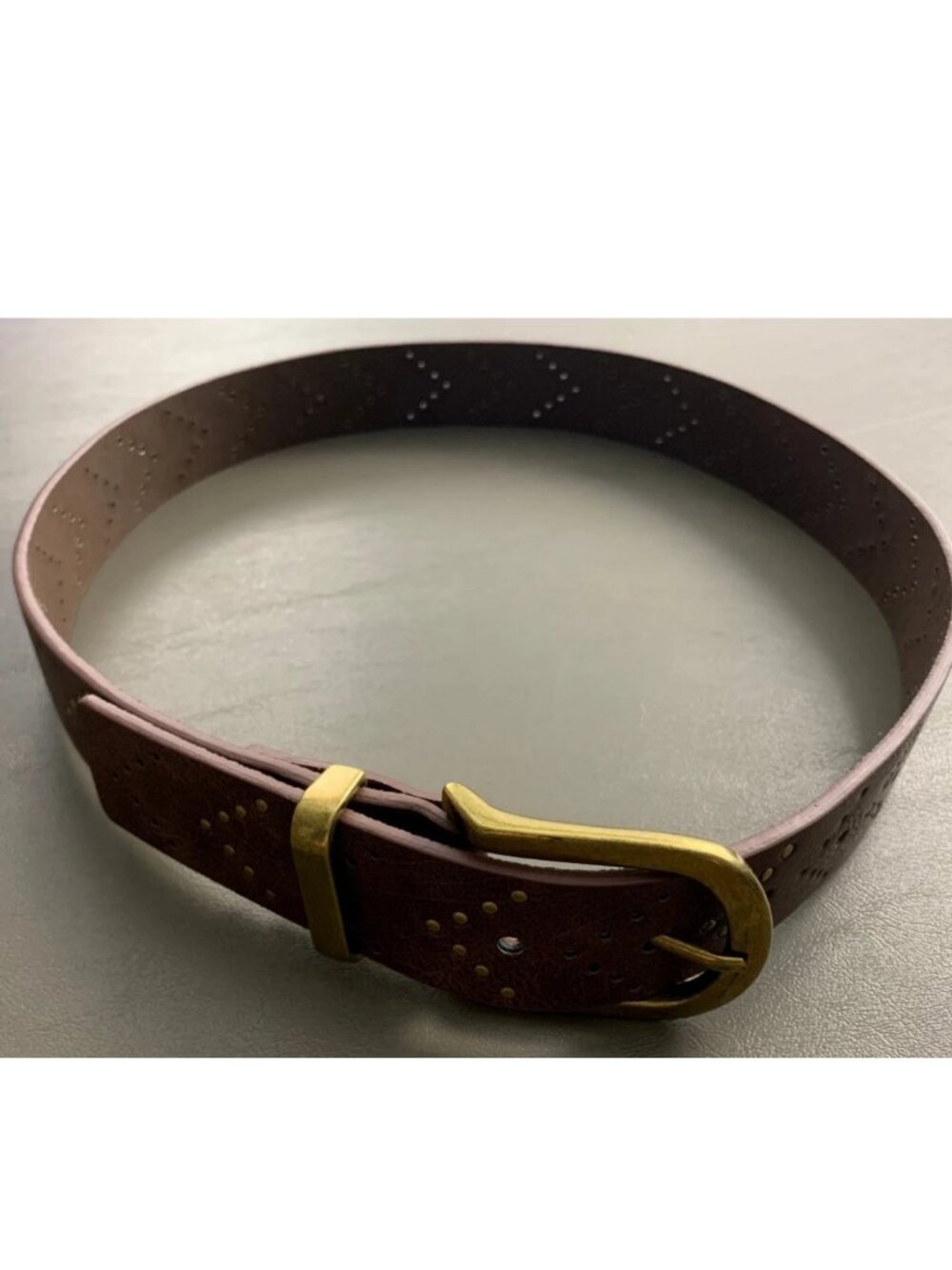 Style & Co. Women's Chevron Stud Faux Leather Pant Belt, Brown, Small - Picture 2 of 5